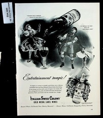 1947 Italian Swiss Colony Gold Medal Label Wines Magic Vintage Print Ad 29398