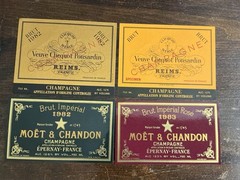 Vintage Champagne Wine Labels Lot Veuve Clicquot Moet Chandon 1982 1983 NOS
