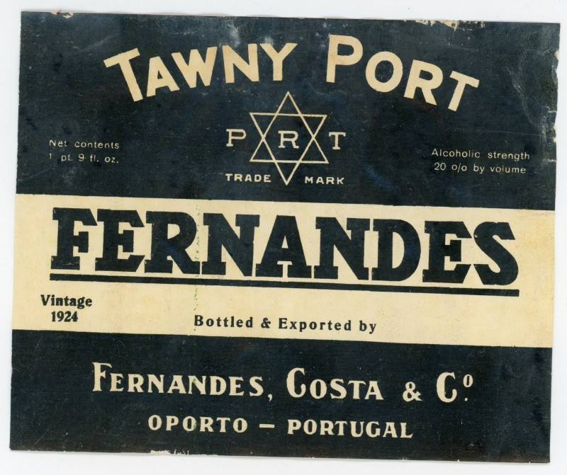 1930s Tawny Port Wine Fernandes Costa & Co Wine label Portugal F224