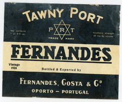 1930s Tawny Port Wine Fernandes Costa & Co Wine label Portugal F224