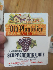 Vintage Old Plantation Wine Label Danville VA Unused 1940 K C Arey 500+ labels