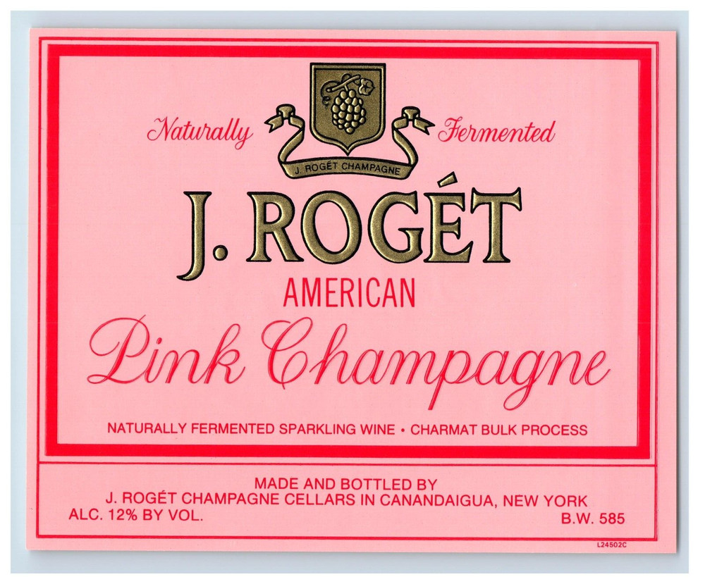 Vintage J Roget Pink Champagne Paper Wine Label Original S85E