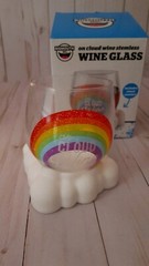 BigMouth . « On Cloud Wine » Stemless Wine Glass  plastic cloud coaster set NIB E3