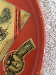 Vintage Wine Labels On A West Germany Tray 1953 Hochheimer Randersaderer