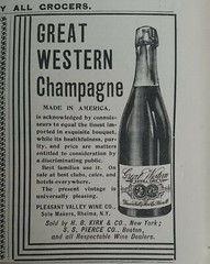 1899 Great Western brand champagne bottle Pleasant Valley Wine Co vintage ad