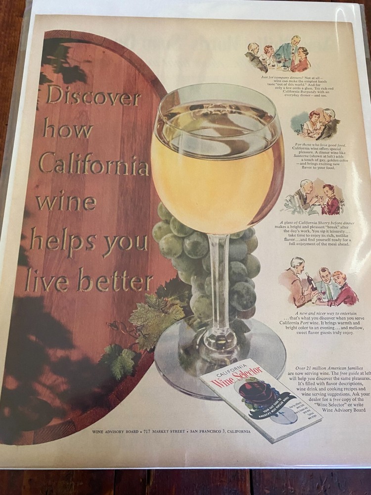 Vintage 1954 California Wines Help You Live Better ad