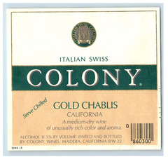 Vintage Colony California Classic Gold Chablis Paper Bottle Label Original S82E