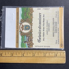 Vintage 1983 Hillebrand Estates Gewurztraminer UNUSED Paper Label Niagara Q1941