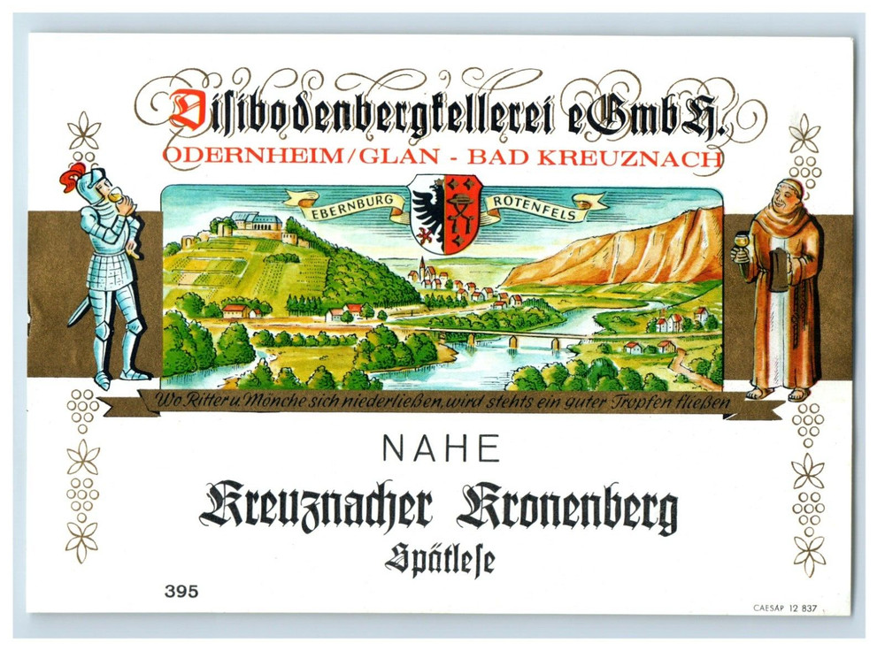 1960&rsquo;s-80&rsquo;s Difibodenbergtellerei Kreugnacher Kronenberg German Wine Label S72E