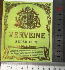 VERVEINE LIQUEUR c.1940 ? Original Vintage Old Alcohol France Gold Green LABEL