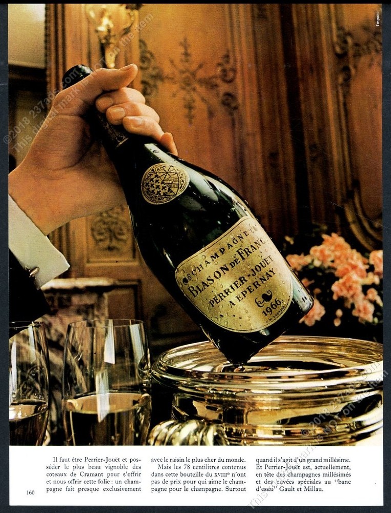 1972 Perrier Jouet Blason de France champagne bottle photo vintage print ad