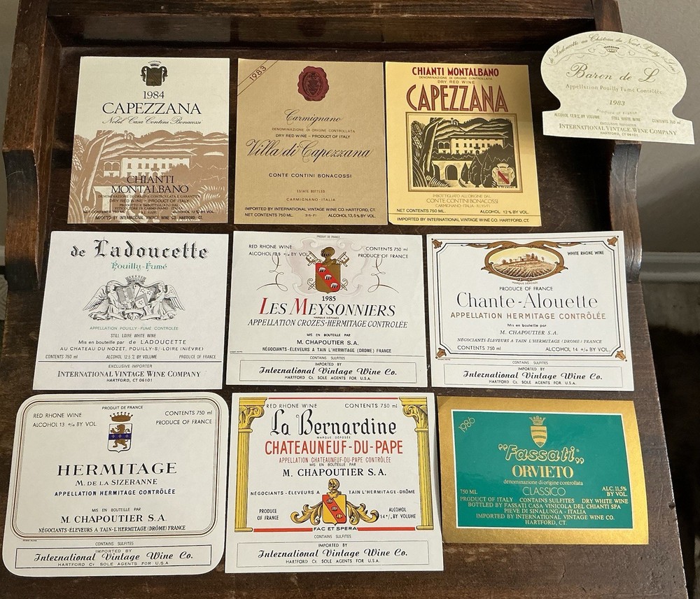 Vtg French Italian Wine Labels Lot Chapoutier Hermitage Chateauneuf Capezzana