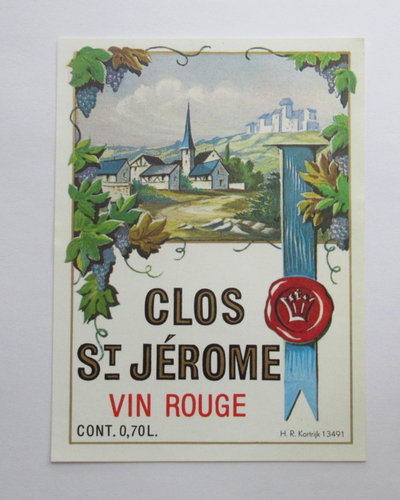 Vintage French Wine Label Clos St Jerome Vin Rouge Ephemera France