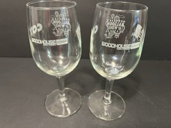 Set Of 2 Nebraska Balloon & Wine Festival Wine Glasses Cox Woodhouse Rotella