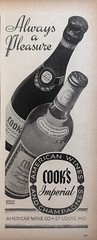 1943 Cooks Imperial American Wines & Champagne B&W Half Page Print Ad