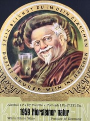 1959 Niersteiner Natur White Rhine Wine Label Kruger-Wein Germany Jolly Drinker