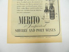 Merito Imported Sherry and Port Wines 1944 Print Ad Raleigh fought at Cadiz