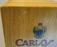 Vntg Carlos I Brandy Wooden Box Pedro Domecq Spain 12&Prime; x 4 1/2&Prime; x 3 1/2&Prime; (C12)