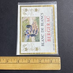 Vintage 1950s Bergerac Blanc De Blancs UNUSED Paper Label Bordeaux France Q1943