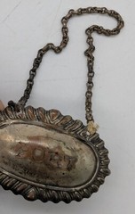 Vtg Port Wine SIlver-Plated Bottle Tag w/ Chain