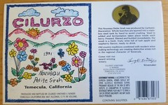 wine labels USA CILURZO Petite Sirah 1991 CILURZO Winery etiquette de vin