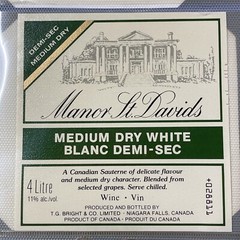 Vintage 1982 Brights Winery Manor St. Davids White Wine UNUSED Paper Label Q165