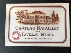 new 1943 Chateau Batailley Label 80 years old pristine condition Bordeaux France