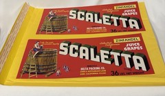 NOS Vintage Scaletta Grape Crate Labels Zinfandel Lodi CA Woman Barrel