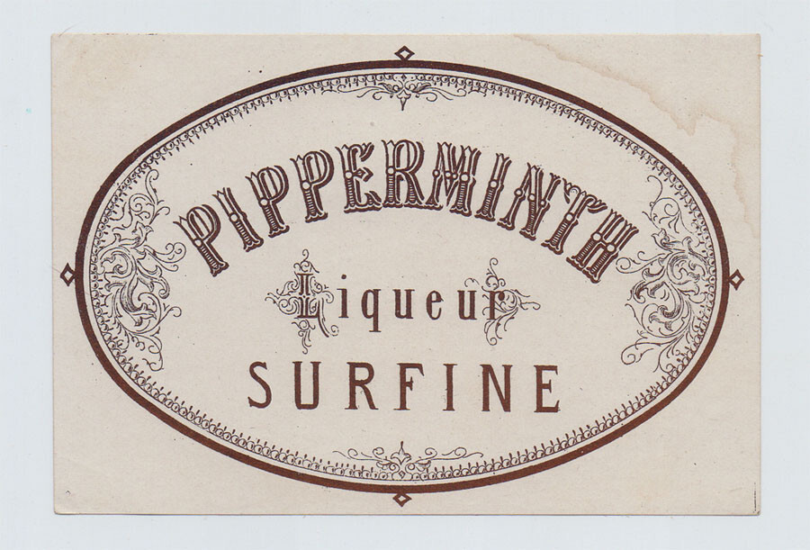 FRANCE PIPPERMINT LIQUEUR OLD UNUSED LABEL ca. 1890
