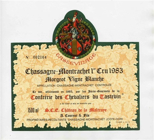 Chateau de la Maltrope Chassagne Montrachet 1st Cru 1983 SPECIMEN Wine Label