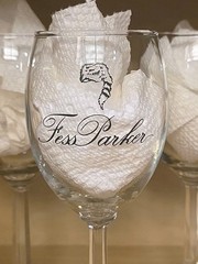 4x Fess Parker Winery Wine Glass Daniel Boone Davy Crockett California Coonskin