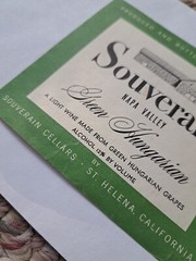 Souverain 1960s Napa Valley Green Hungarian Wine Label ORIGINAL