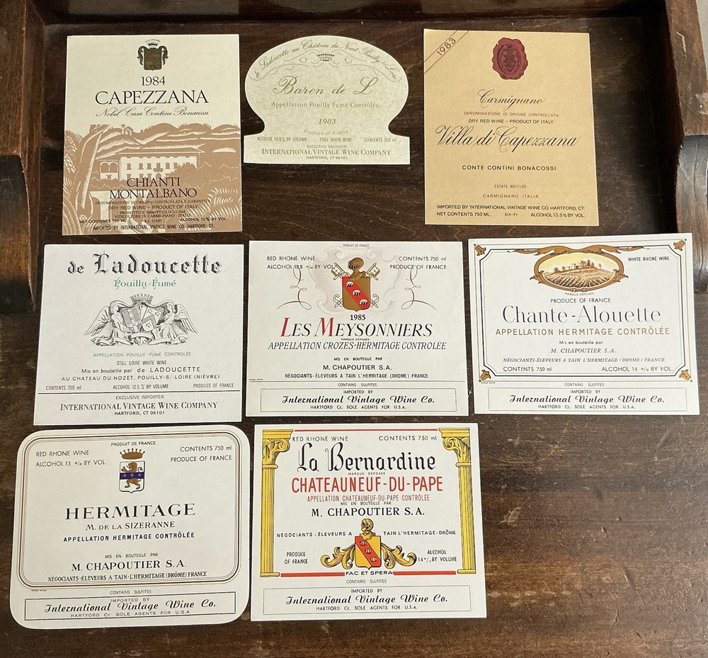 Lot 8 NOS Vintage French & Italian Wine Labels Chapoutier Hermitage Chateauneuf