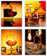 Vintage Wine Whiskey Wall Art Prints, Wine Glass Whiskey Glass Still Life Can…