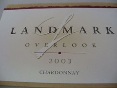 2003 Landmark Overlook Chardonnay Wine Bottle Label Sonoma CA USA Collectible