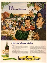 1944 WW 2 beverage AD for ITALIAN SWISS COLONY California Wines Nice Art 032823