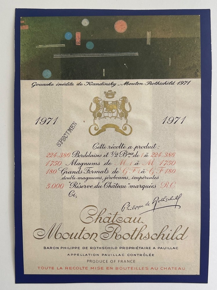 The 1971 Chateau Mouton Rothschild Wine Label By Kandinsky rosscardstamps