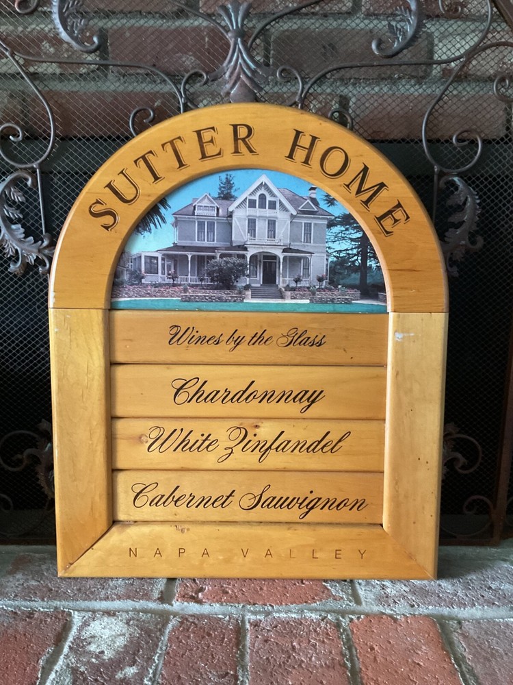 VTG Sutter Home Wines WOOD STORE/BAR/RESTAURANT DISPLAY SIGN Promo 21.5&Prime; x 18&Prime;