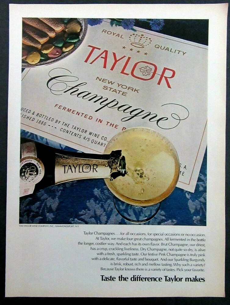 1971 TAYLOR New York State Champagne « Taste The Difference  » Magazine Ad