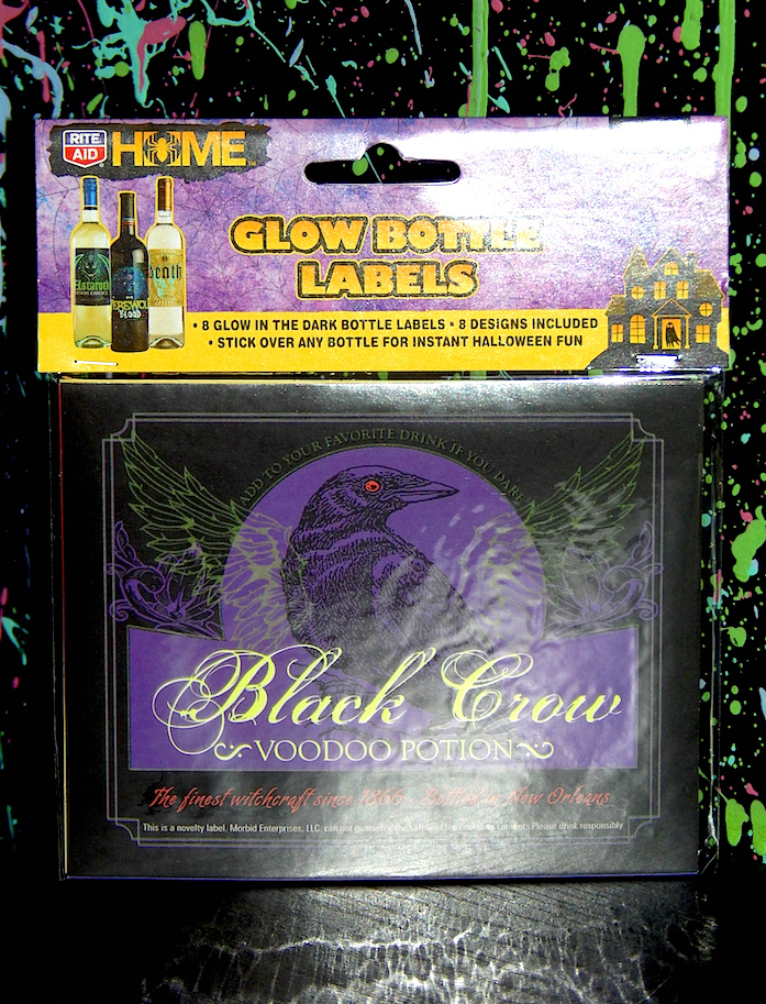 HALLOWEEN GLOW BOTTLE LABELS wine liquor vampire blood zombie witch potion RARE
