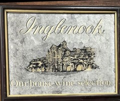 Vintage 1986 Inglenook Winery Wooden Framed Smoked Mirror Bar Sign 19”X15”
