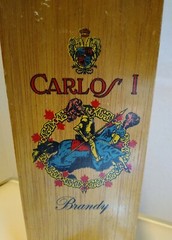 Vntg Carlos I Brandy Wooden Box Pedro Domecq Spain 12&Prime; x 4 1/2&Prime; x 3 1/2&Prime; (C12)