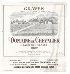 Domaine De Chevalier Wine Label 1982 France French