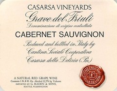 Casarsa Cabernet Sauvignon Cantina Sociale Italy 1970s 1980s Vintage Wine Label