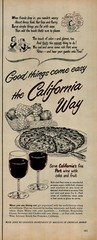 1952 The California Way Red Wine Grapes Cake and Fruit Vintage Print Ad 3377