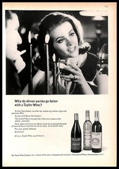 1966 Taylor Wine Vintage PRINT AD Burgundy Sauterne Port Dinner Parties