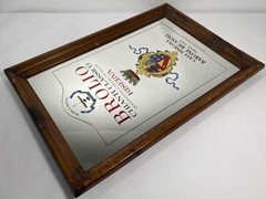 VINTAGE BROLIO CHIANTI CLASSICO WOOD FRAME MIRROR WINE BAR SIGN DECOR