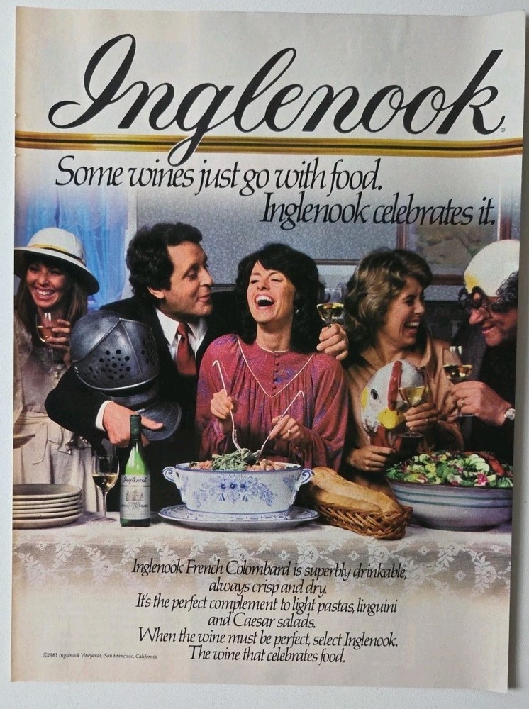 Vintage 1984 Print Ad – Inglenook Wine – Inglenook Celebrates Food