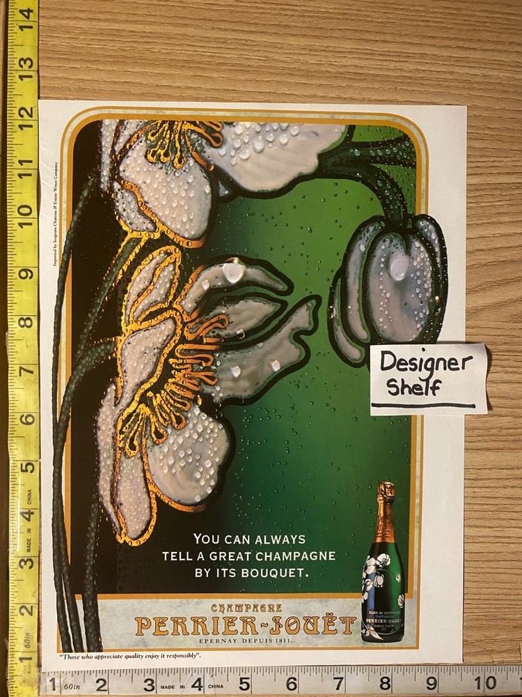 Perrier Jouet Champagne Alcohol Bottle Scene Print Advertisement
