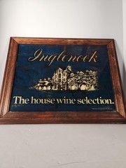 Vintage 1986 Inglenook Winery Bar Mirror Sign Wood Framed Napa Valley 19×15